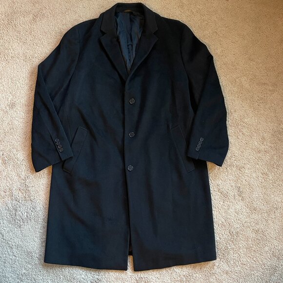 Brooks Brothers Loro Piana Overcoat Mens 48R 100% Lambswool Black Storm System - Picture 1 of 6